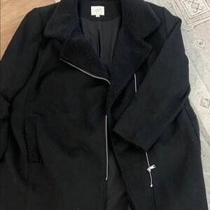 LOFT Black Faux-Shearling Moto Jacket